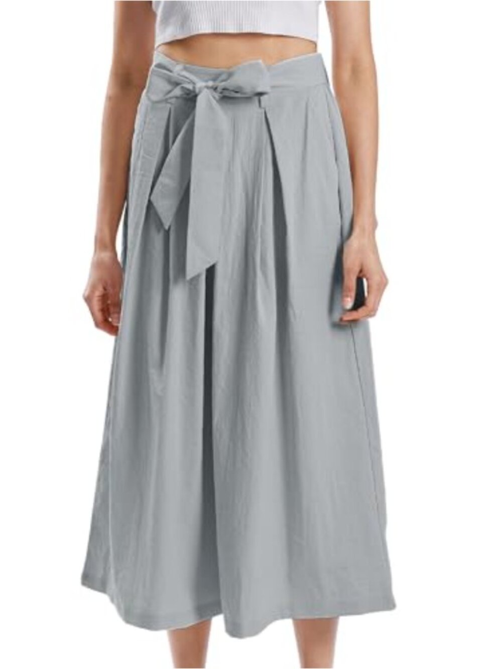 Women's 100% Polyester Wide Leg Cropped Skort with Side Zipper